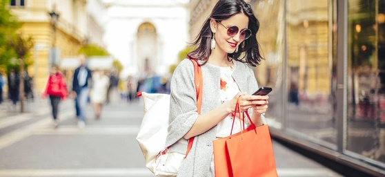Woman shopping with phone